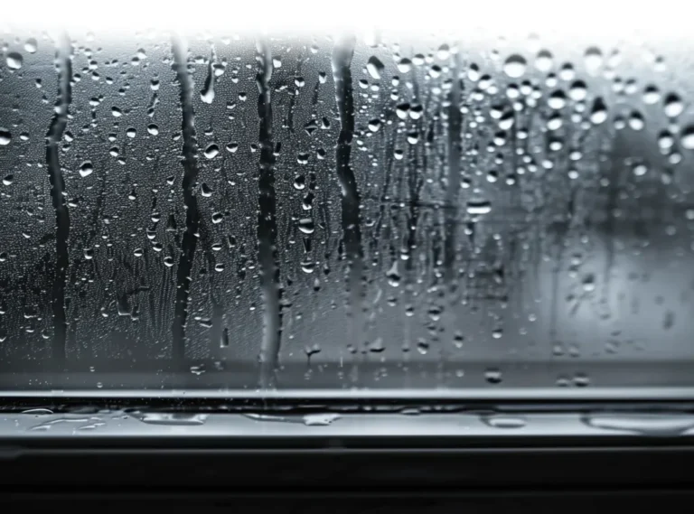 benefits section picture of a window condensate because of the rain